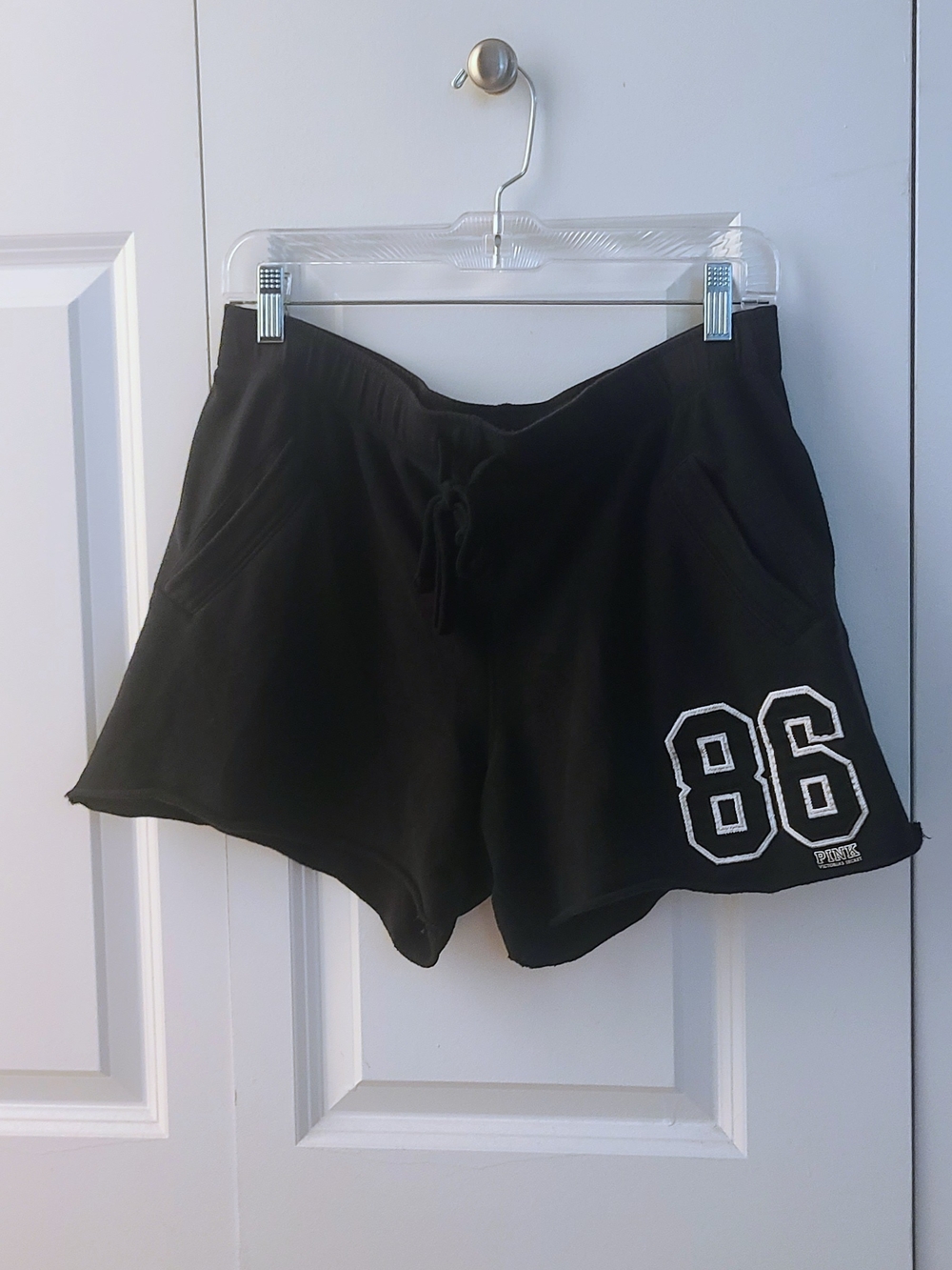 VS PINK Black Lounge Shorts Size S Vintage 86 Logo Discontinued
